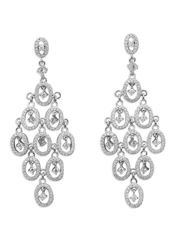 Cubic Zirconia Chandelier Earrings Rhodium on Sterling Silver