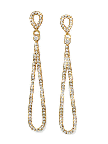 Double Cubic Zirconia Pear Dangle Drop Earrings Gold-plated Sterling Silver