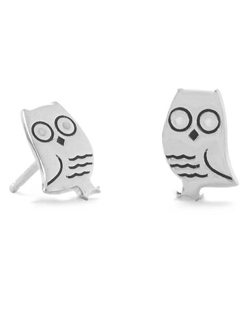 Owl Post Stud Earrings Sterling Silver