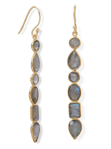 Labradorite Earrings Round Oval Teardrop Rectangle Drop 14k Gold-plated Silver