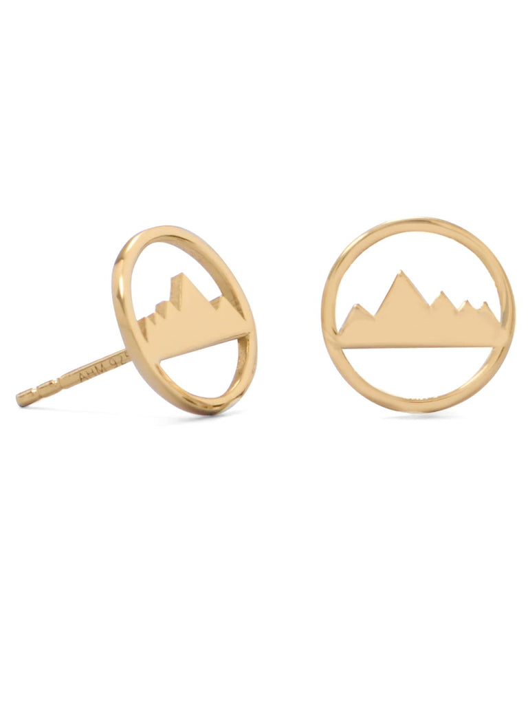 Mountain Range Post Stud Earrings 14k Yellow Gold-plated on Sterling Silver