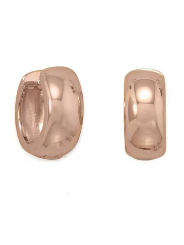 Wide Huggie Hoop Earrings 14k Rose Gold-plated Sterling Silver