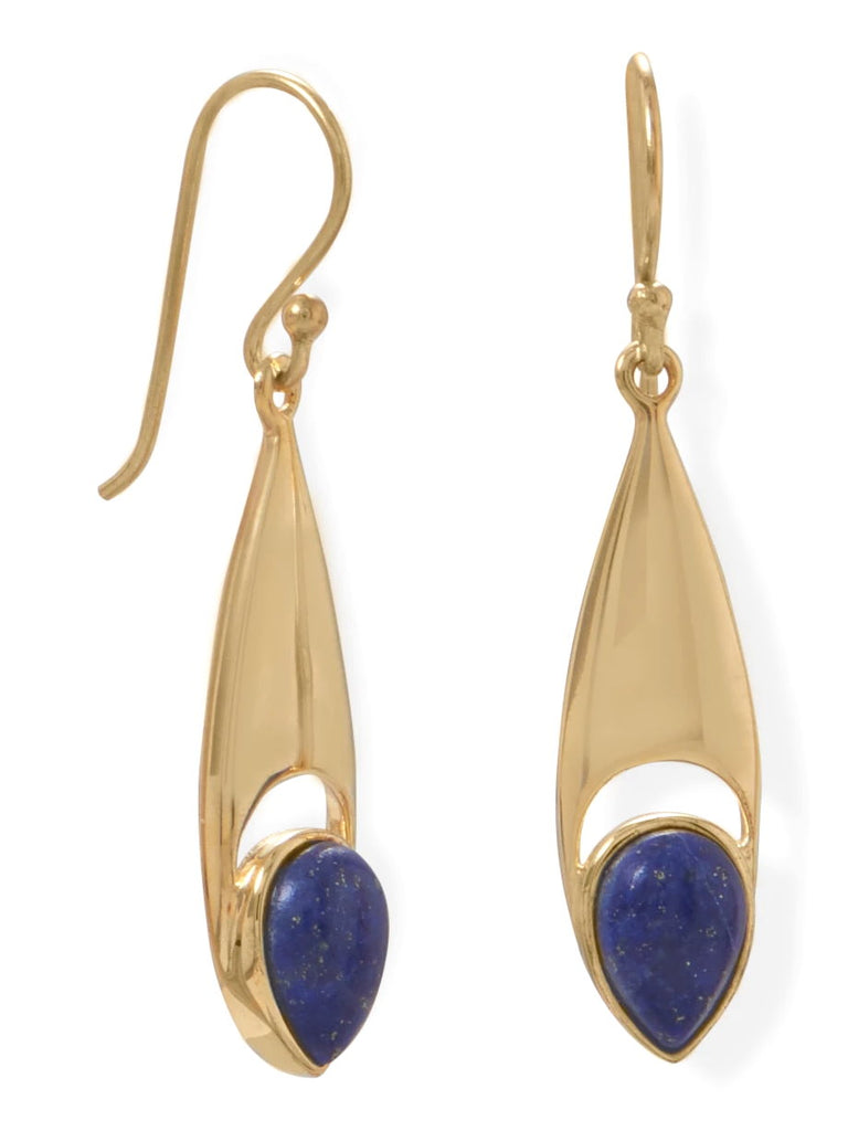 Lapis Lazuli Earrings 14k Gold-plated Sterling Silver Marquise Shape