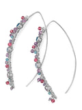 Marquis Wire Beaded Earrings Rhodium on Sterling Silver with Multicolor Stones