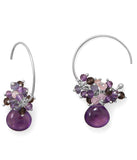 Multistone Amethyst, Rose Quartz, Iolite Hoop Wire Earrings Sterling Silver