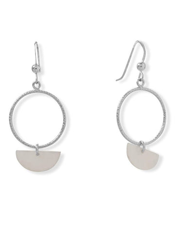 Open Circle Hoop Earrings with Half Moon Shell Dangles