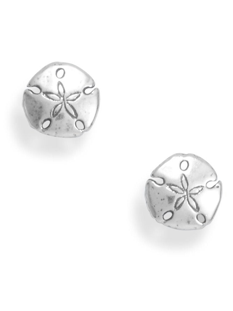 Sterling Silver Sand Dollar Stud Earrings - Made in the USA