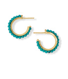 Hoop Earrings Reconstituted Turquoise Beads 14k Gold-plated