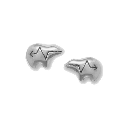 Heartline Bear Stud Earrings Sterling Silver