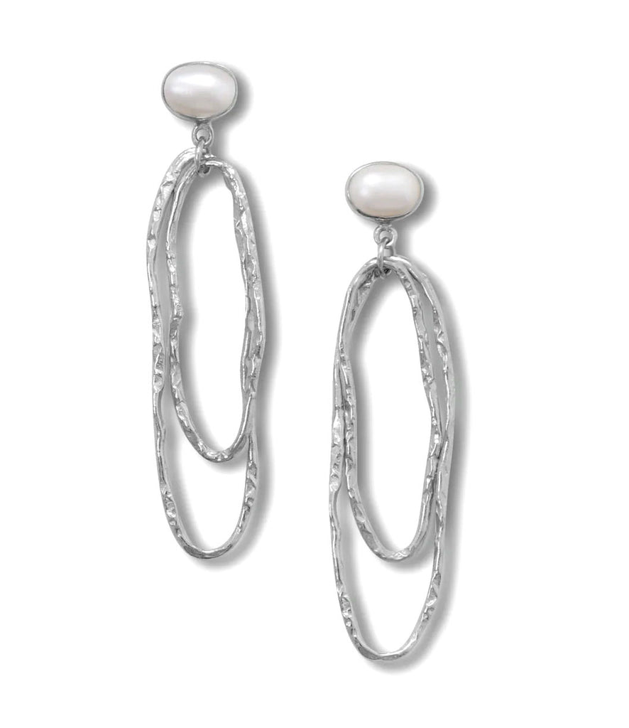Designer-inspired Cultured Freshwater Pearl Earrings with Textured Drop