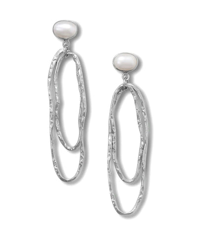 Designer-inspired Cultured Freshwater Pearl Earrings with Textured Drop