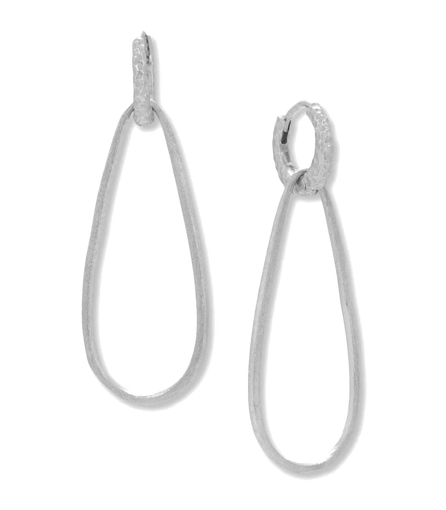 Hoop Earrings with Pear-shape Removable Drop Rhodium on Sterling Silver