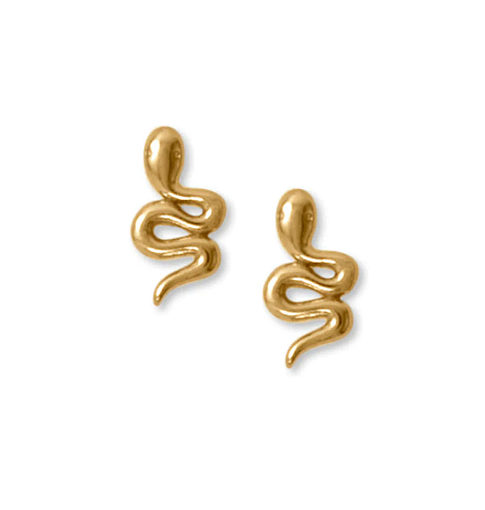 Snake Stud Earrings 14k Gold-plated Silver