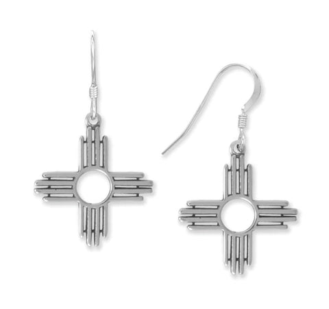 Zia Symbol Dangle Earrings on French Wires