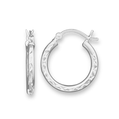 Diamond-cut 20mm Hoop Earrings Sterling Silver