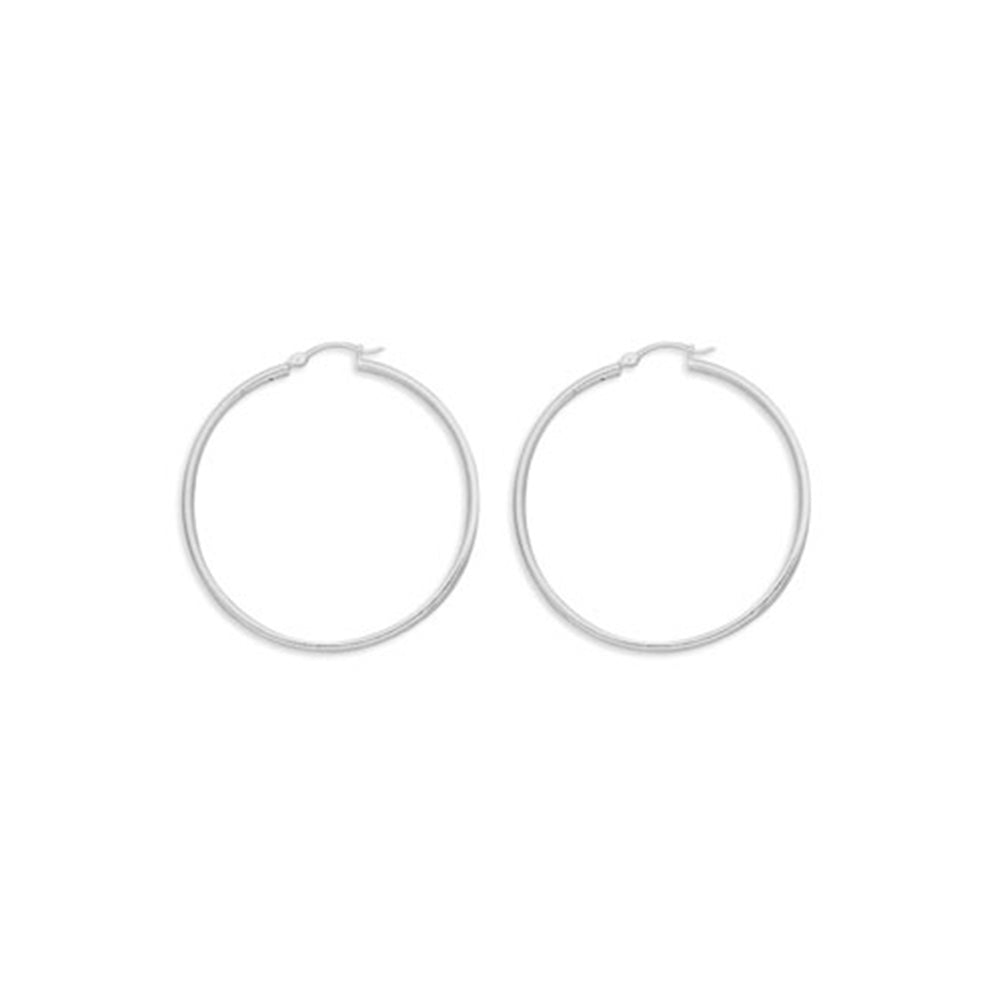 Hoop Earrings Extra Large 50mm Round Tube Sterling Silver