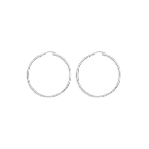 Hoop Earrings Extra Large 50mm Round Tube Sterling Silver