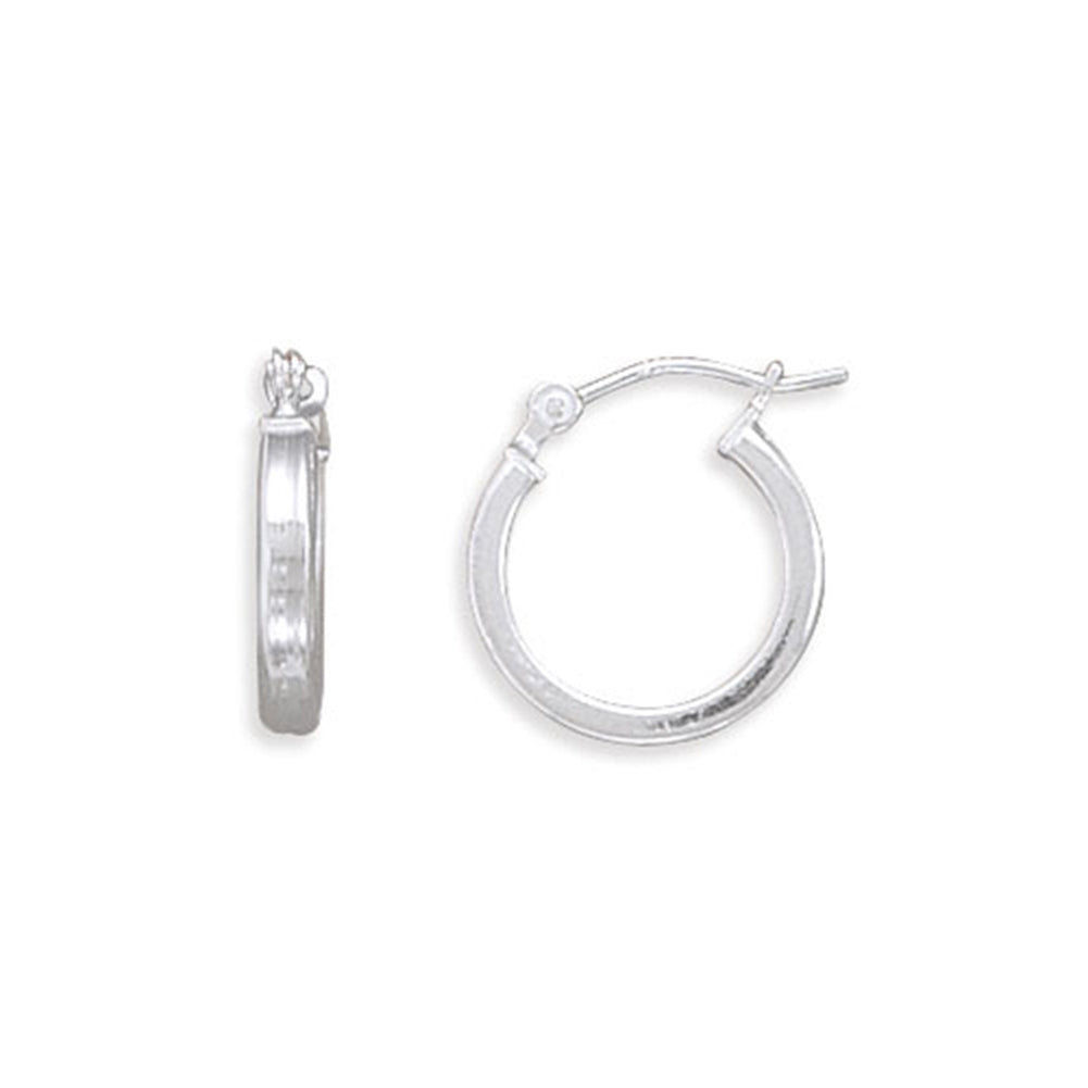 Hoop Earrings Extra Small Square Tube Sterling Silver 14mm