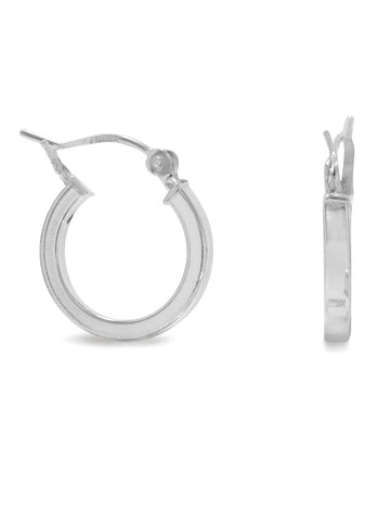 Hoop Earrings 18mm Small Square Tube Sterling Silver