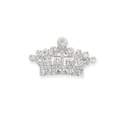 Fashion Crown Pin with Crystals Silver Tone