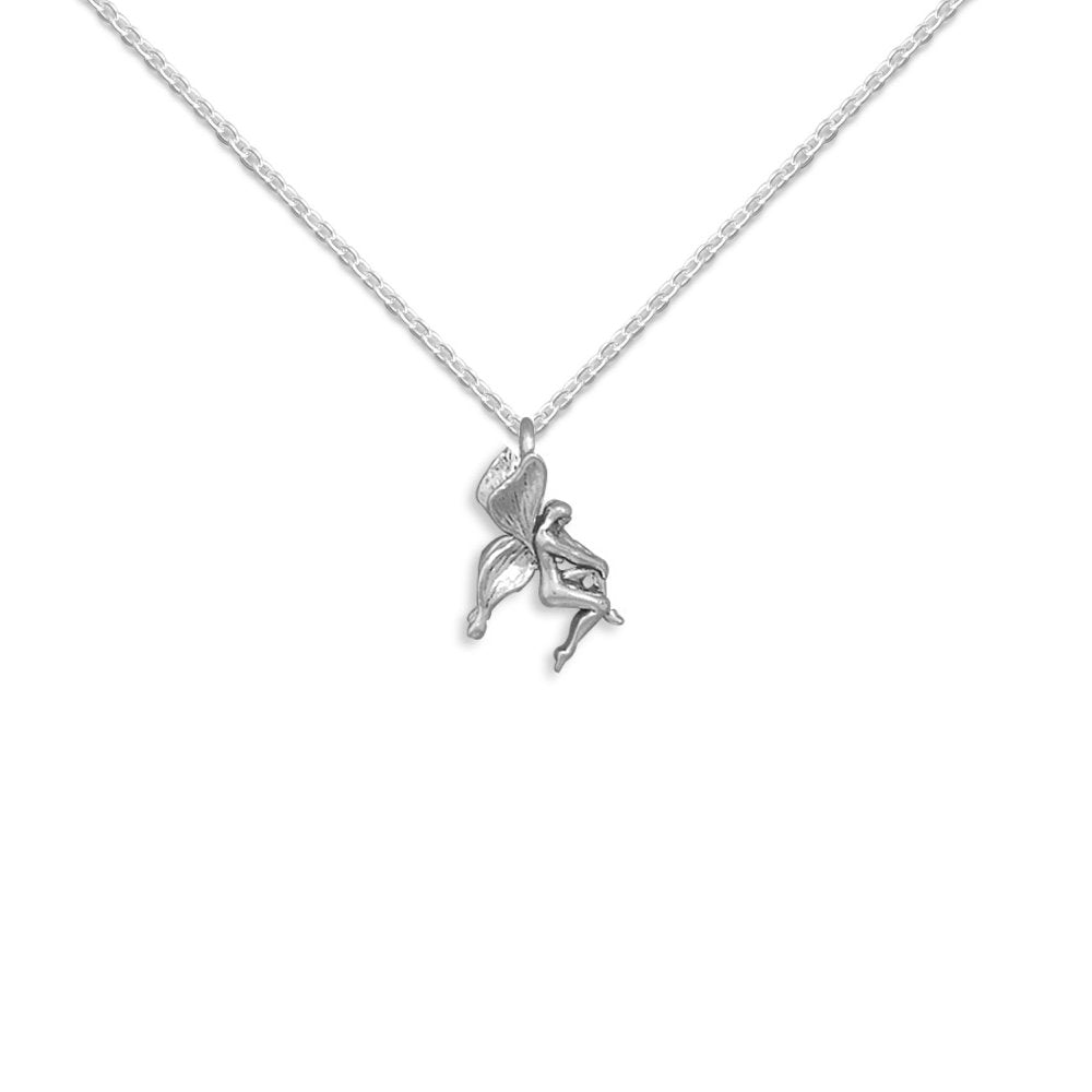 Small Fairy Slide Pendant Necklace Sterling Silver - Includes Chain, Made in USA