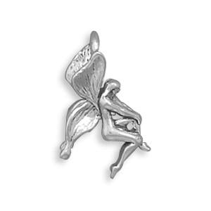 Small Fairy Slide Pendant Sterling Silver, Made in the USA