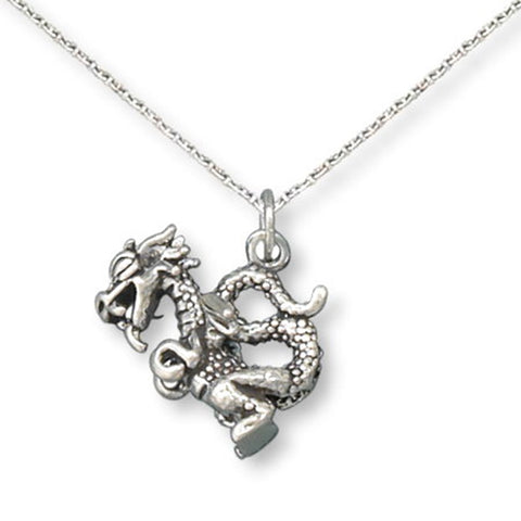 Small Dragon Necklace Sterling Silver - Made in the USA