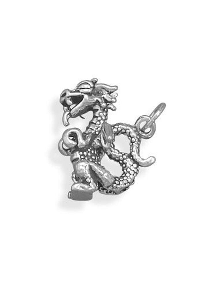 Small Dragon Charm Sterling Silver, Made in the USA