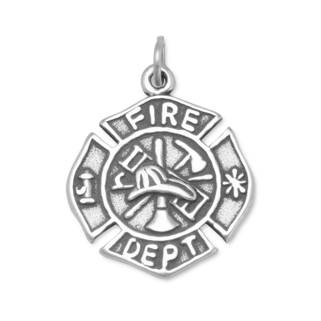 Firefighter Maltese Cross Medallion Charm Sterling Silver, Made in the USA