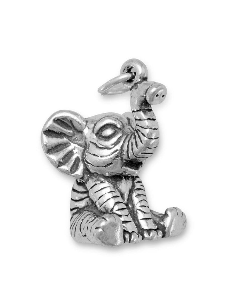 Cute Baby Elephant Charm Sterling Silver, Made in the USA