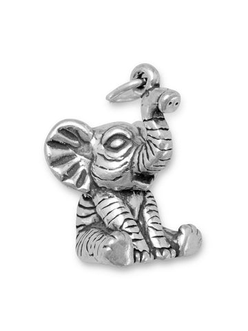 Cute Baby Elephant Charm Sterling Silver, Made in the USA