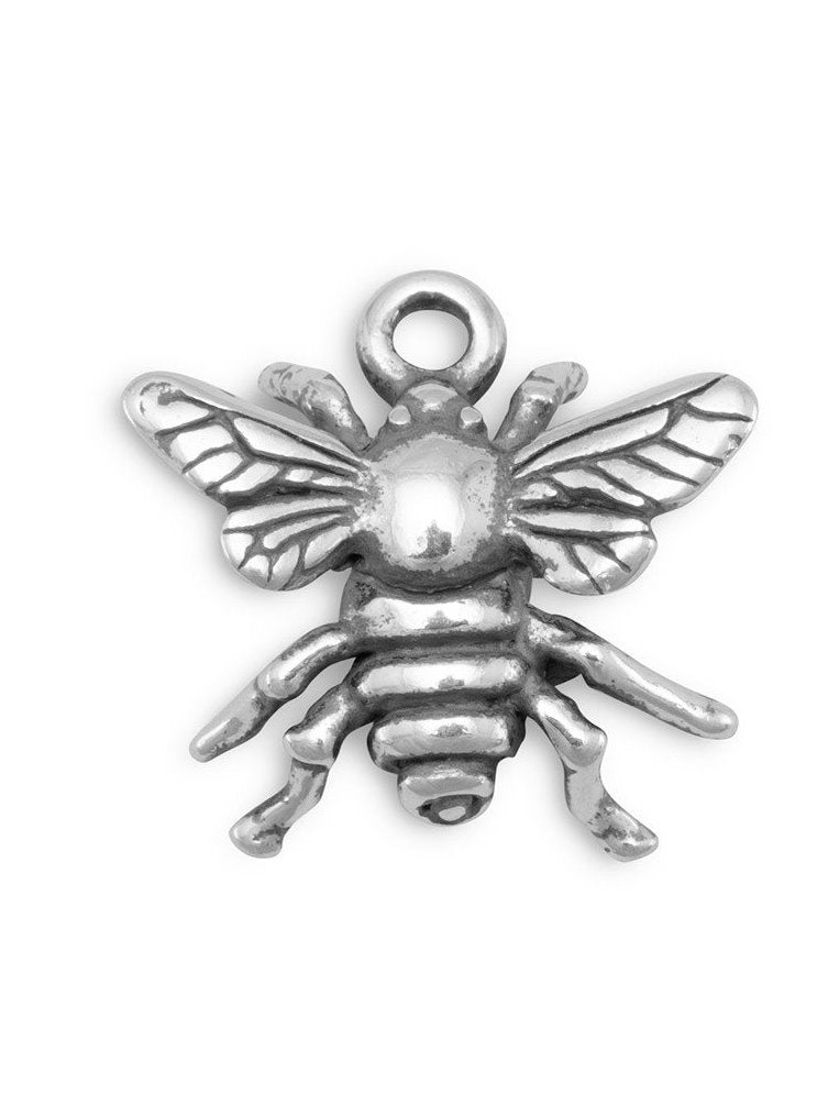 Bumblebee Honey Bee Charm Sterling Silver