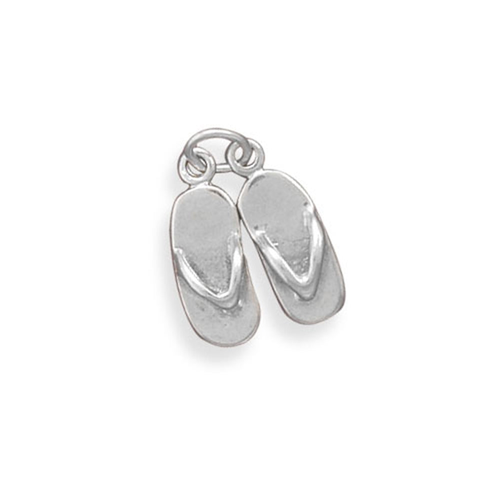 3-D Moveable Pair of Sandals Flip Flops Charm Sterling Silver