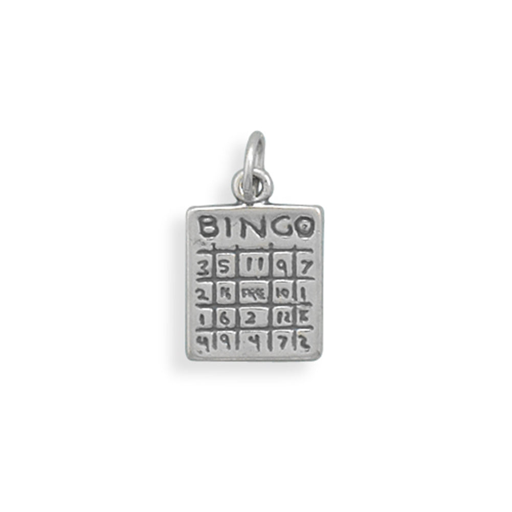 Bingo Card Charm Sterling Silver