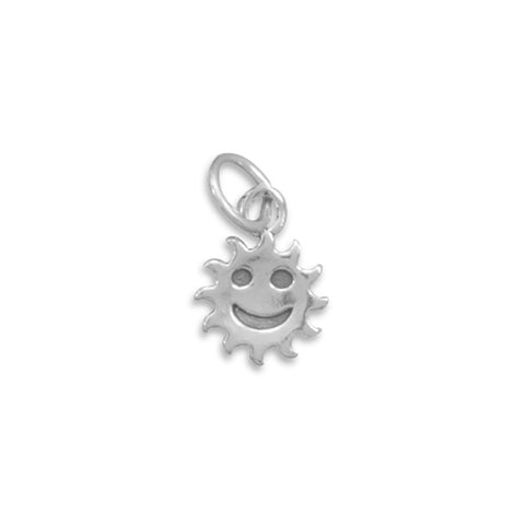 Smiley Face Sun Charm Sterling Silver, Made in the USA