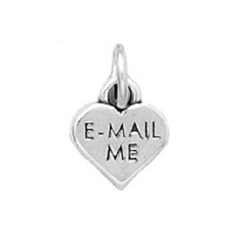 Heart Charm with E-MAIL ME Message Sterling Silver - Attachment Included