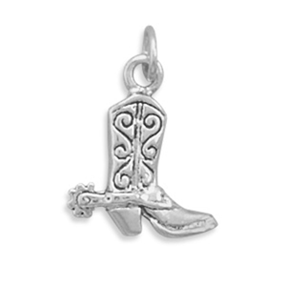 Cowboy Boot Charm Sterling Silver, Made in the USA