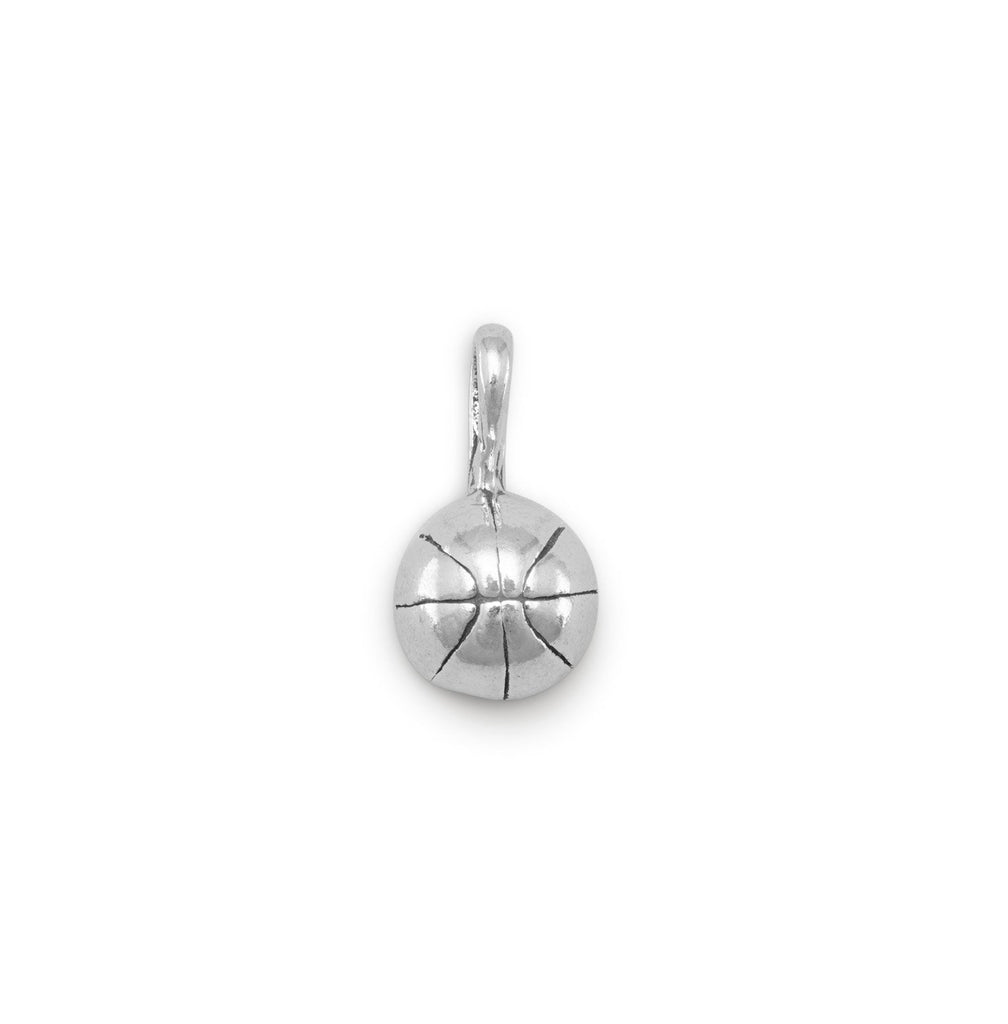 Small 3D Basketball Charm Sterling Silver, Made in the USA