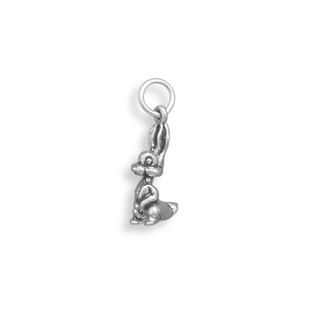 Rabbit Sitting Up Bunny Charm Sterling Silver, Made in the USA