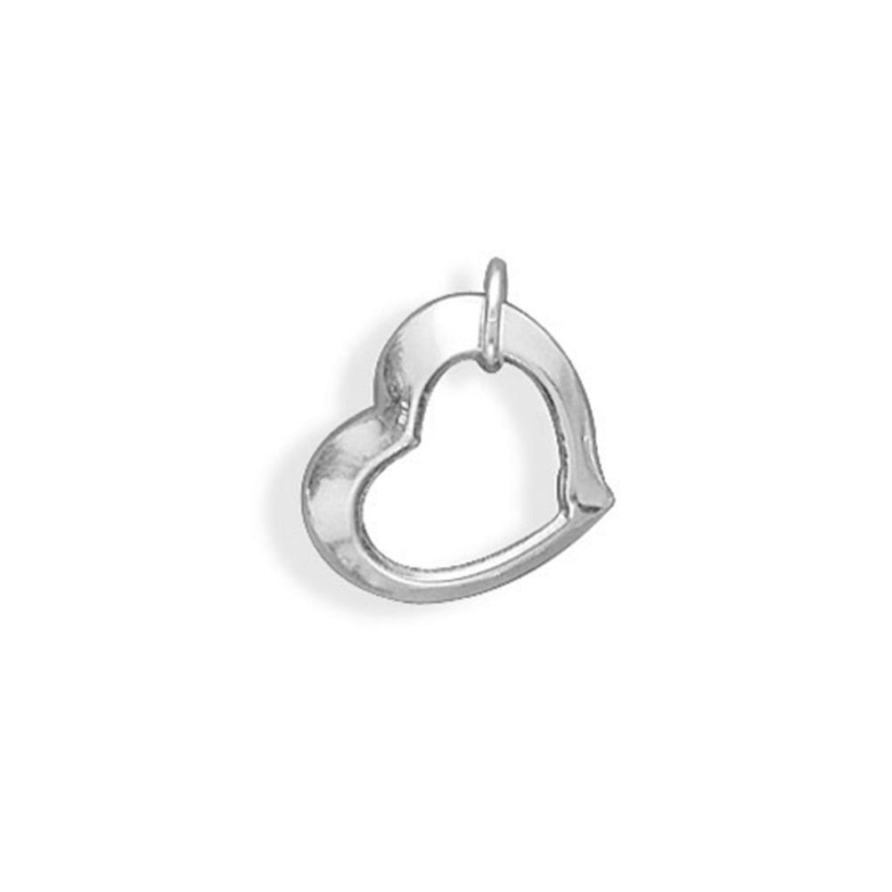 Floating Heart Charm or Pendant Sterling Silver, Made in the USA
