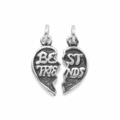 Best Friends Oxidized Breakaway Charm Pendant Sterling Silver