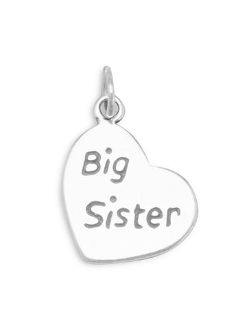 Big Sister Heart Charm Sterling Silver
