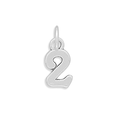 Number 2 Sterling Silver Charm