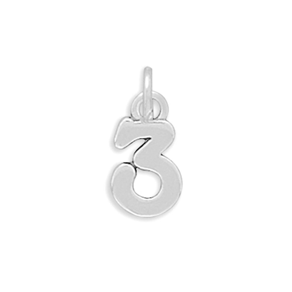 Number 3 Sterling Silver Charm