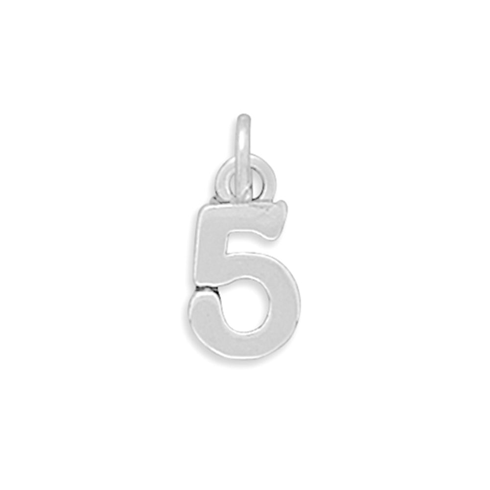 Number 5 Sterling Silver Charm