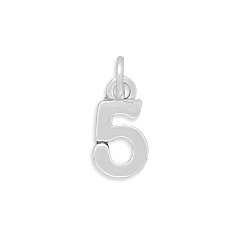 Number 5 Sterling Silver Charm