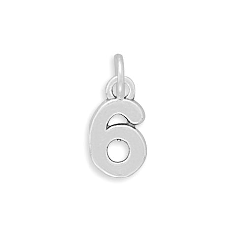 Number 6 Sterling Silver Charm