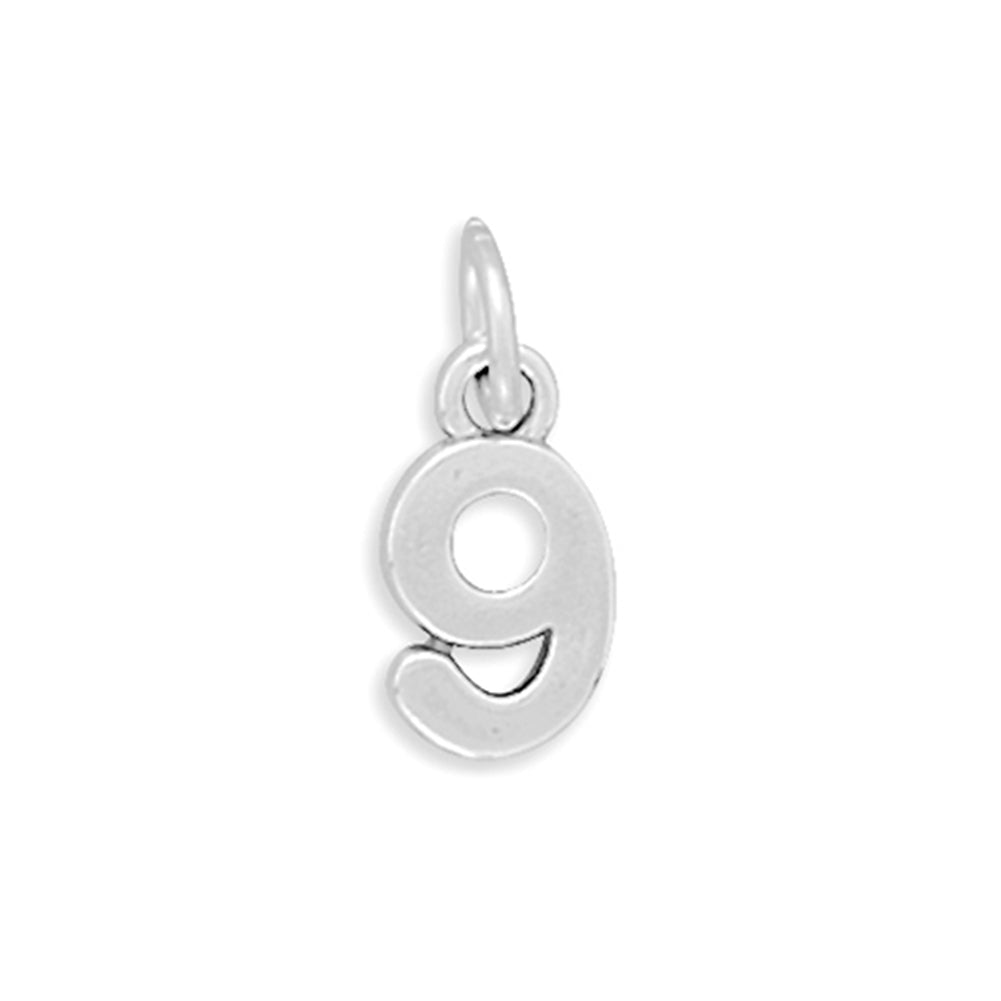 Number 9 Sterling Silver Charm - Made in the USA