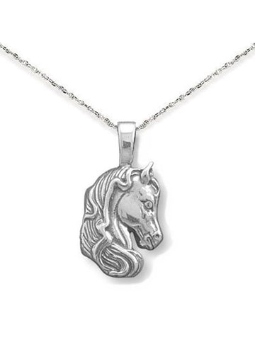 Horsehead Sterling Silver Horse Pendant Necklace Sterling Silver