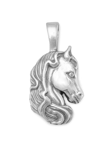Horsehead Sterling Silver Horse Pendant Sterling Silver, Pendant Only